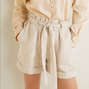 MNG (Mango) Linen shorts with Tie
